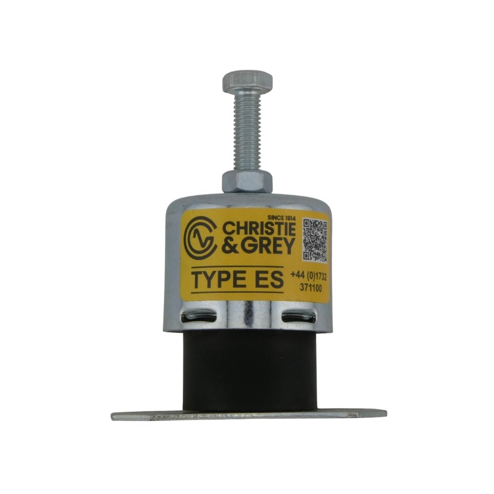 An Enclosed Spring Mounting on a white backdrop, taken from above, with a yellow branded label