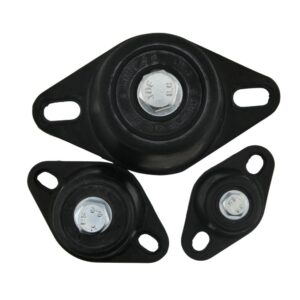 Three Rubber Turret Mountings of varying sizes, on a white background