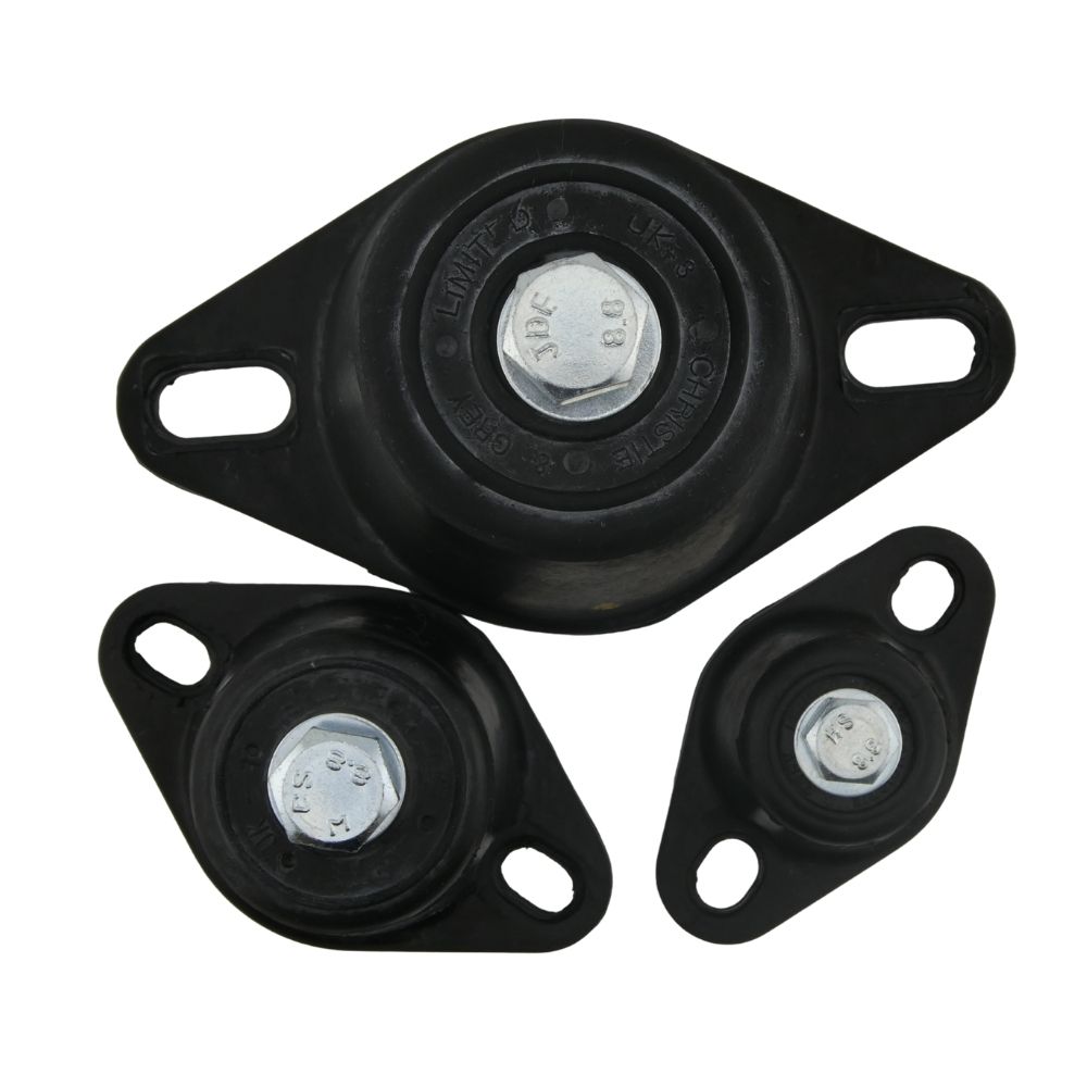 Three Rubber Turret Mountings of varying sizes, on a white background